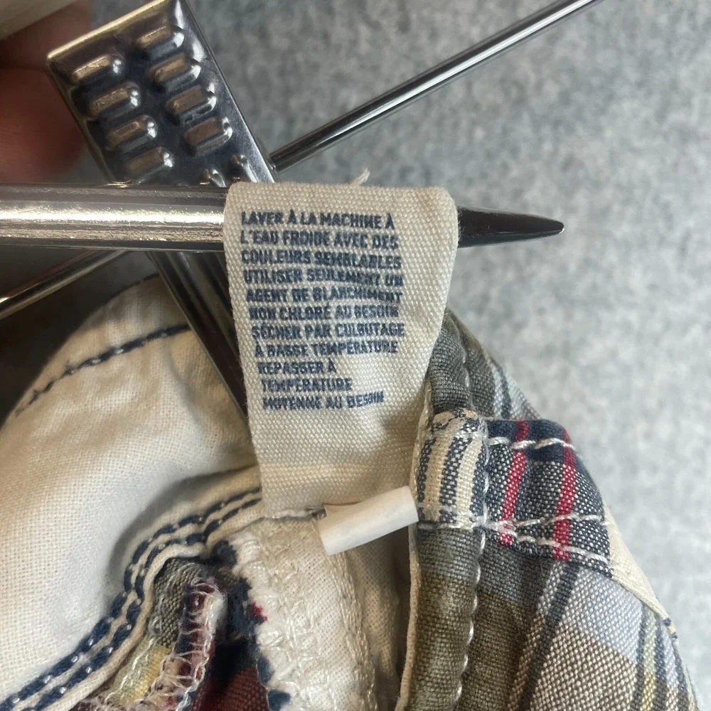 American‎ Eagle Shorts Mens 30 India Madras Patched Plaid Chino Classic Length - Picture 12 of 13